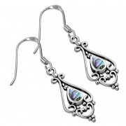 Abalone Shell Drop Silver Earrings, e431